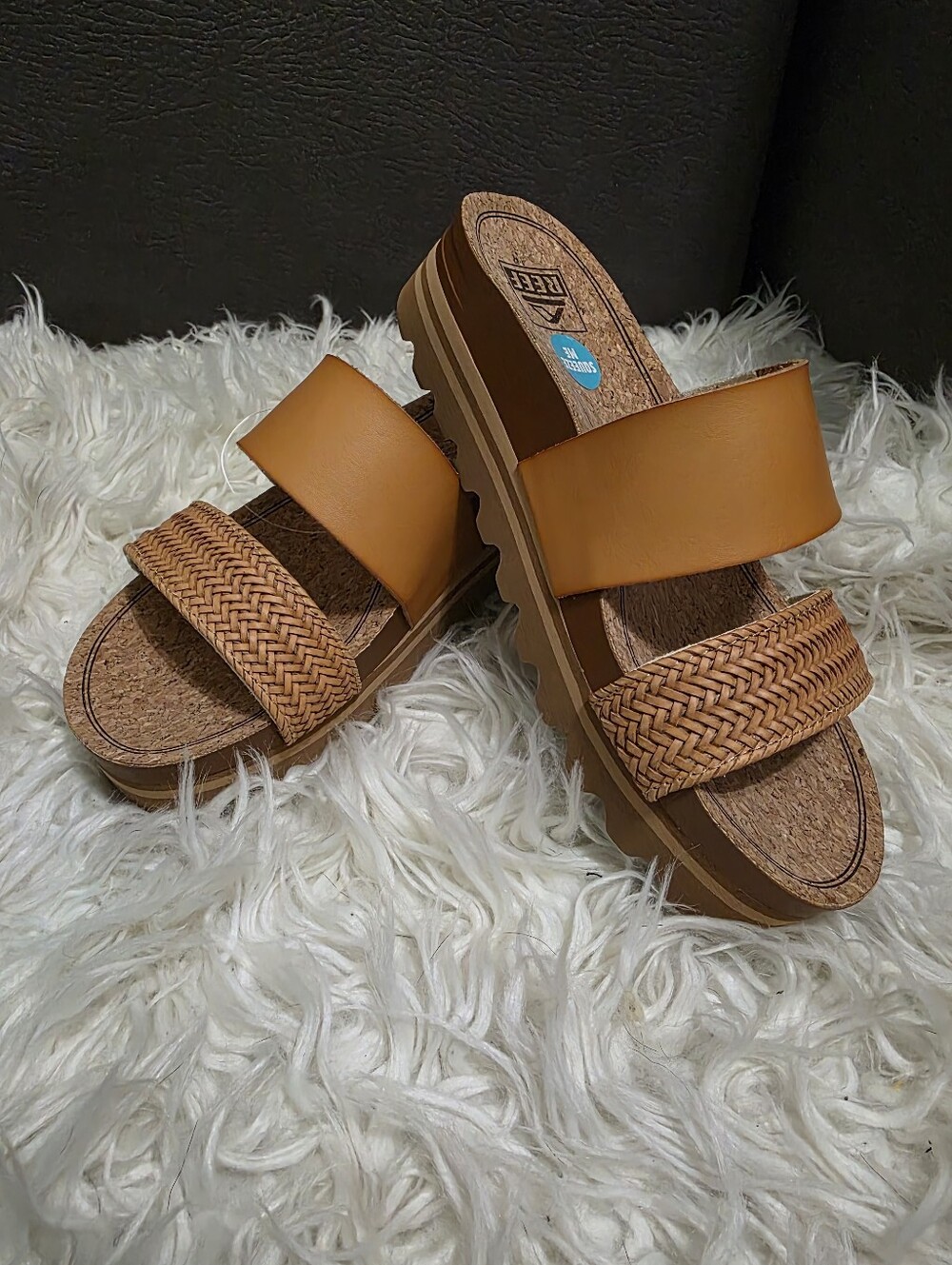 Reef New Without Box Casual Women's Tan Slide Sandals with Woven Strap